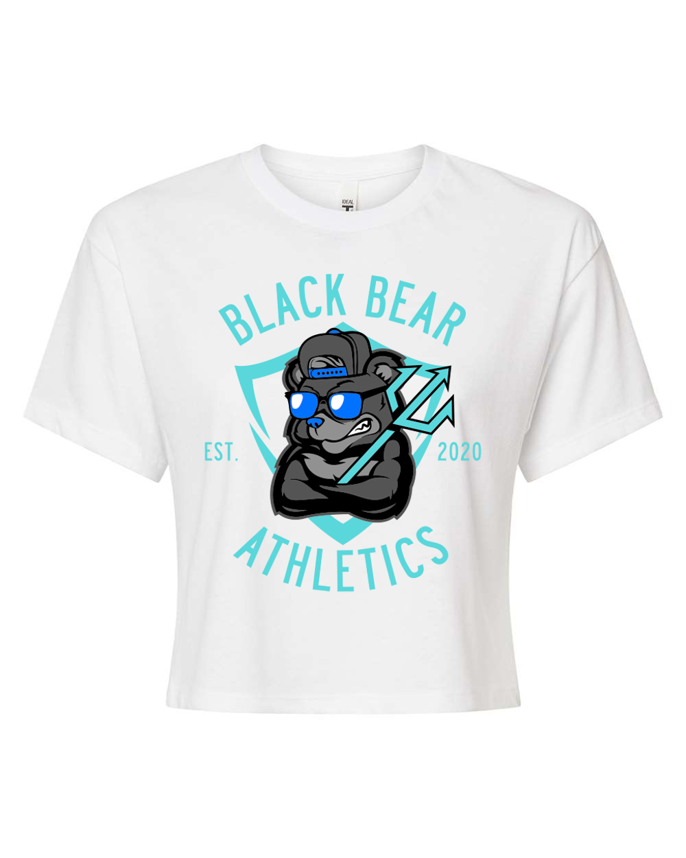 Black Bear Athletics Trident Bear Women's Crop Top - 1580 White