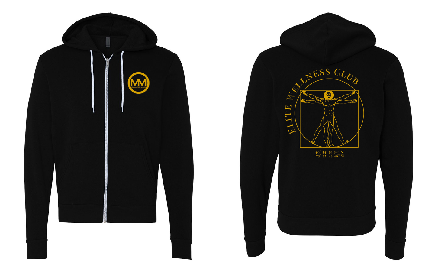 The Merkaba Method Zip Up Hoodie 3739 Black - Gold Logo
