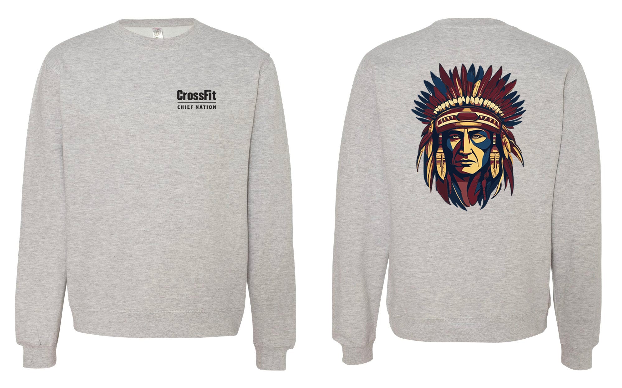 Crossfit Chief Nation Chief Head & Front Chest Logo Midweight Crewneck Sweatshirt - SS3000