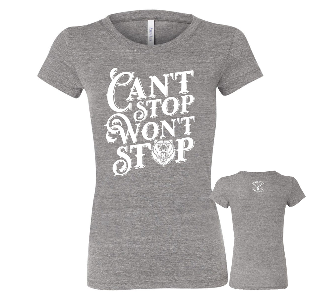 Black Bear Athletics Can't Stop Won't Stop Ladies Tee 8413